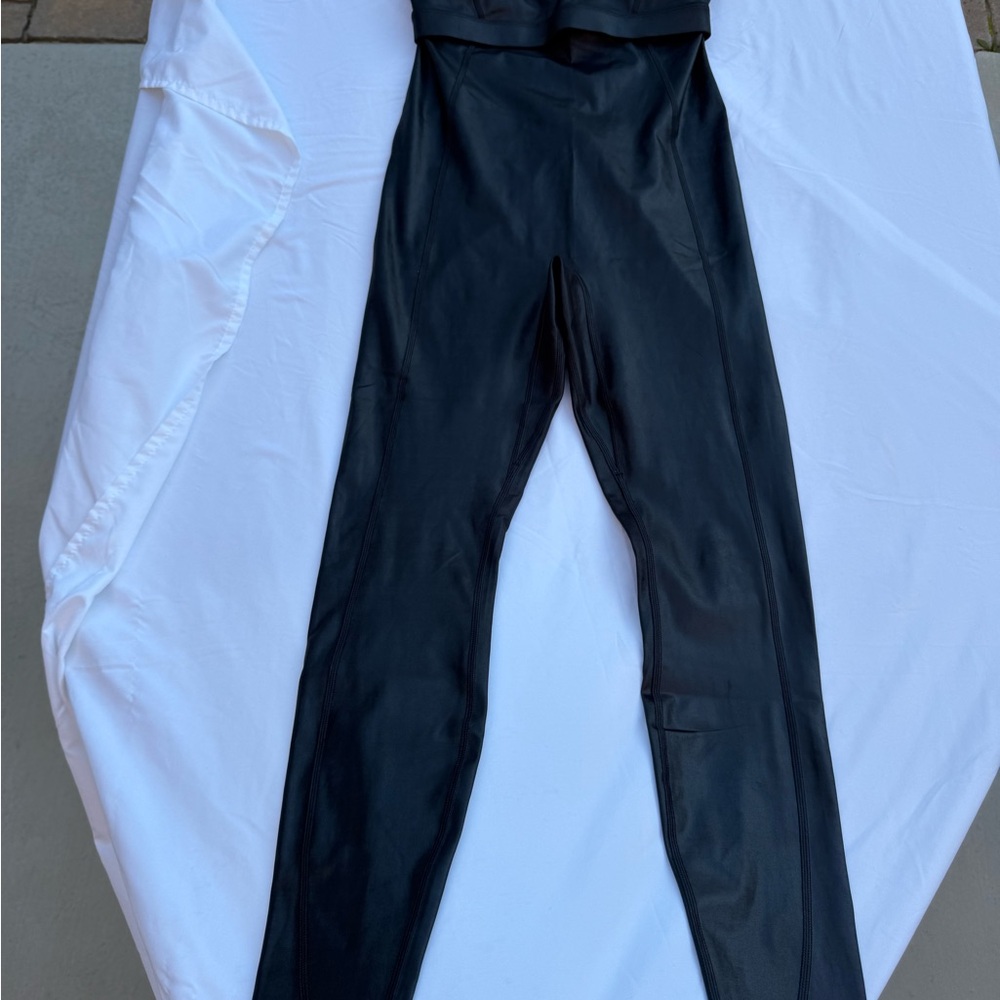 Fabletics Black Leather Padded Workout Jumpsuit - image 2